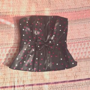 Black, polka dot corset